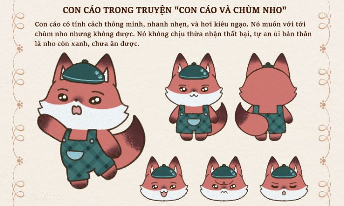 Thiết kế nhân vật: Con cáo trong truyện Con cáo và chùm nho