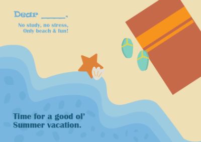 Postcard summer vacation em tự vẽ tay huhu