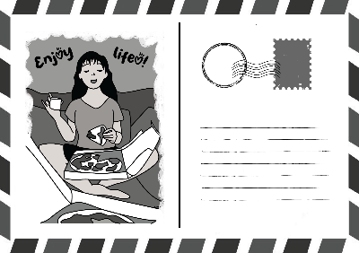 Postcard trắng đen về bản thân