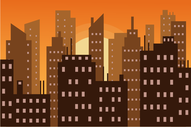 sunset over the city
