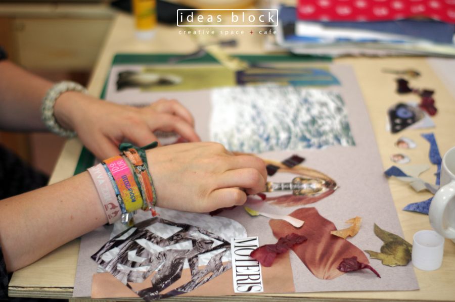 Hình ảnh một buổi workshop Collage Art (nguồn: ideas block)
