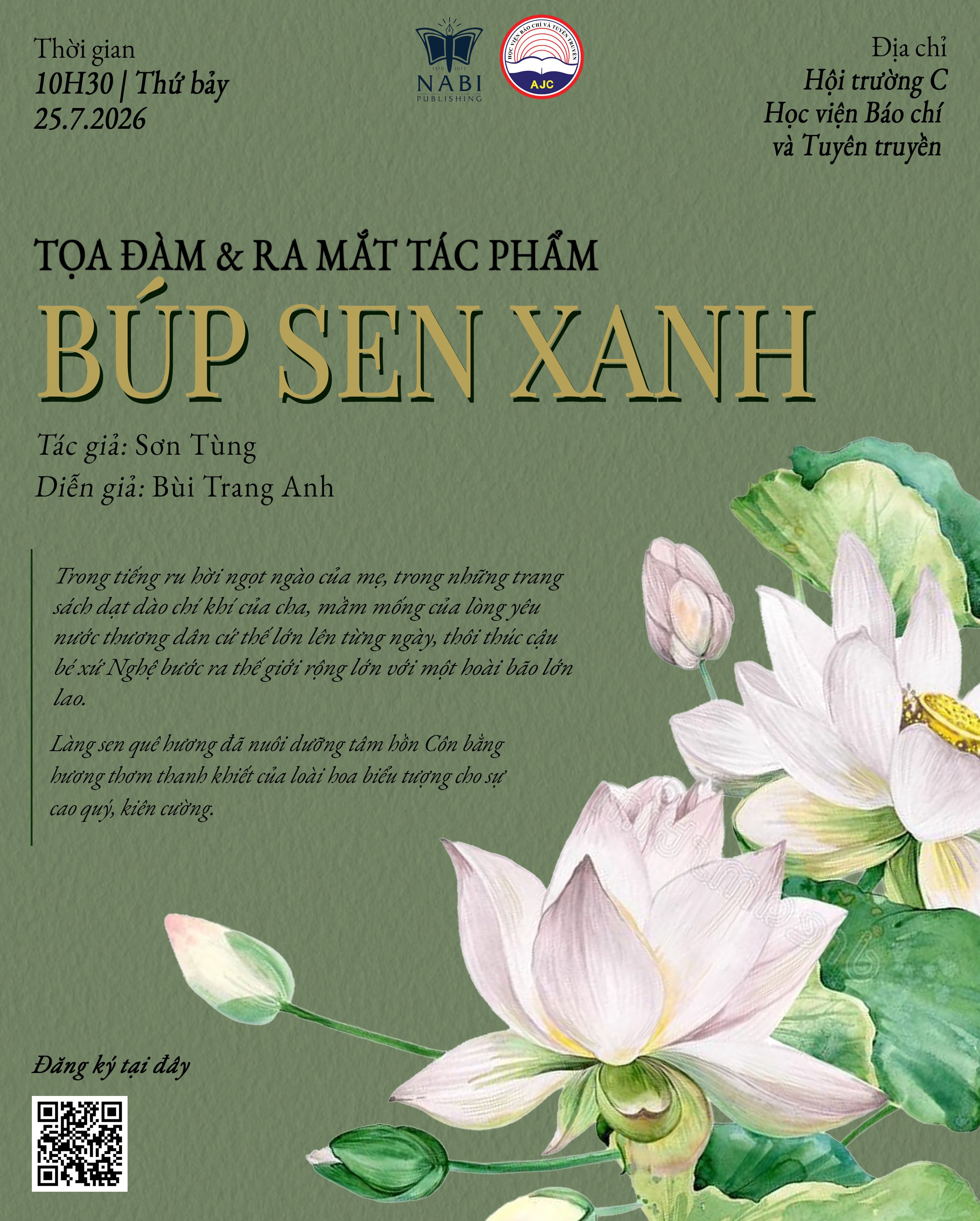 Poster tọa đàm ra mắt cuốn sách "Búp sen xanh"
