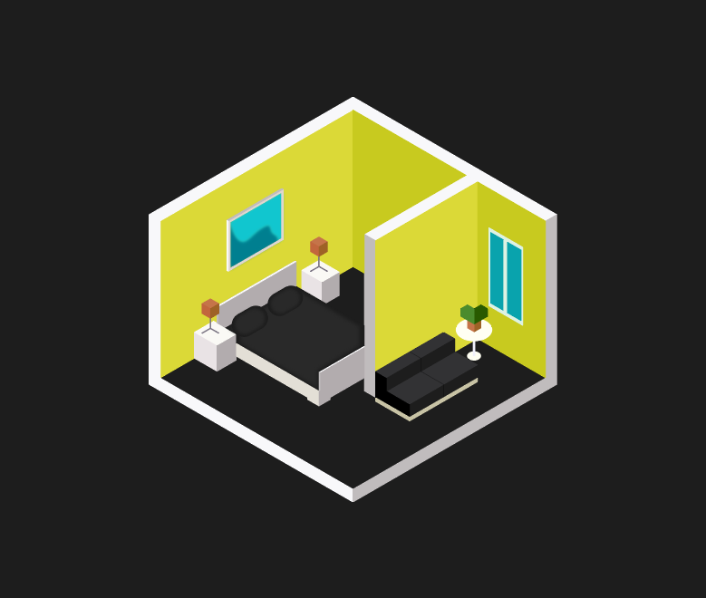 Thiết kế một ngôi nhà hoặc một căn phòng trong không gian isometric