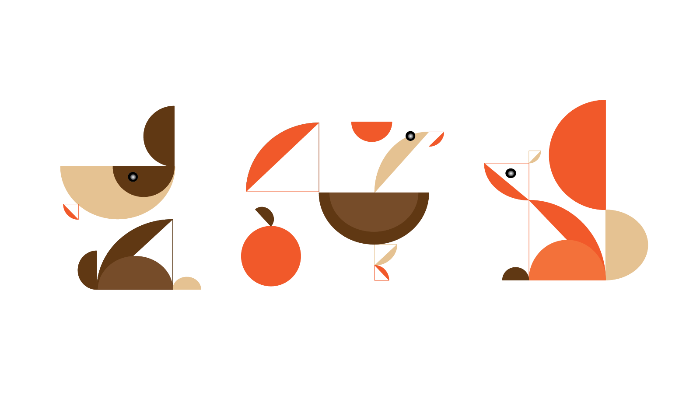 Three animals geometric in illustrator