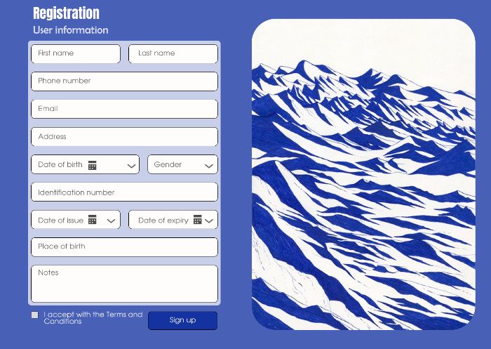 sign up page
