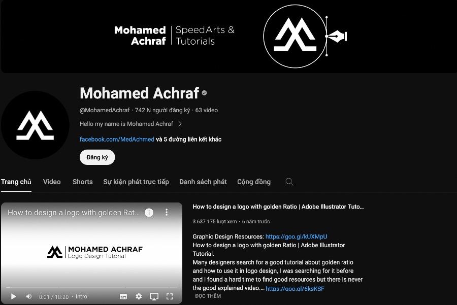 Khóa học Illustrator free trên youtube tốt nhất - Mohamed Achraf