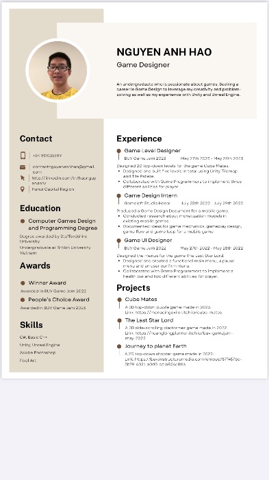 Game Designer CV