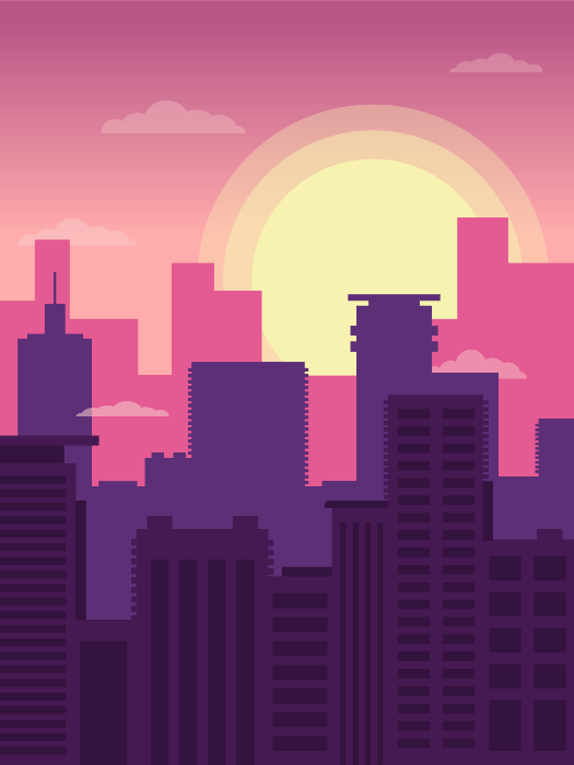 Sunset Flat Illustration