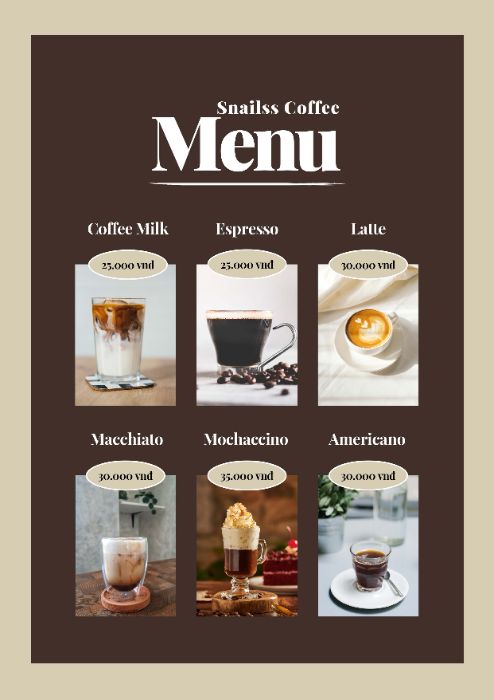 MENU SNAILSS COFFEE