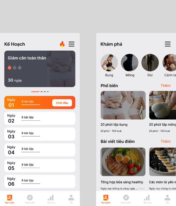 tk giao diện app giảm cân