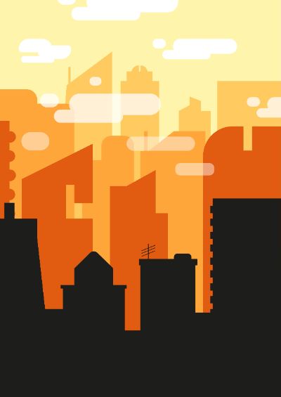 Flat city silhouette