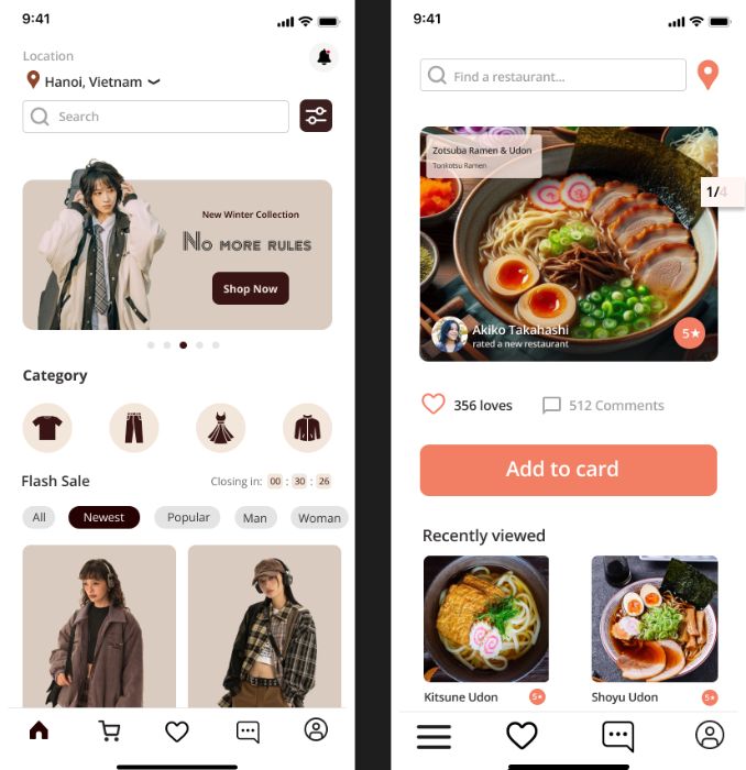 Mobile layout with card
