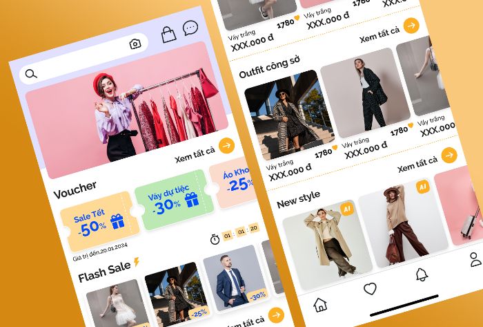 Sử dụng AUTO LAYOUT thiết kế mới 02 màn hình mobile có chứa Card