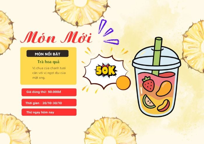Món Mới Trà Hoa Quả chanh tuyết mật ong