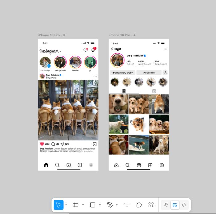 THIẾT KẾ DAO DIỆN INSTAGRAM