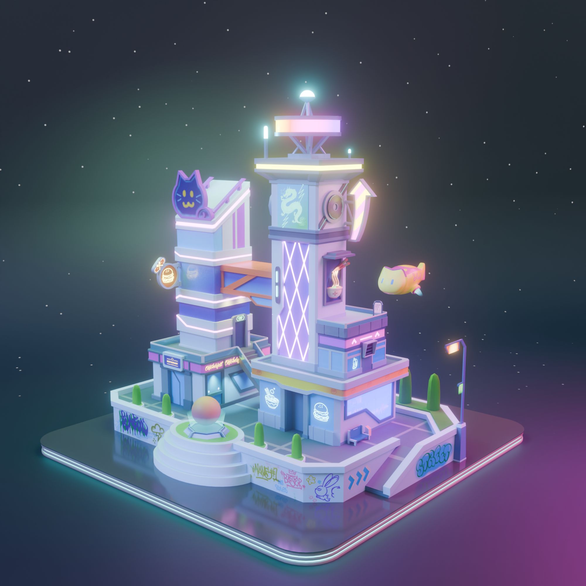 Blender - Cyberpunk house (Study)