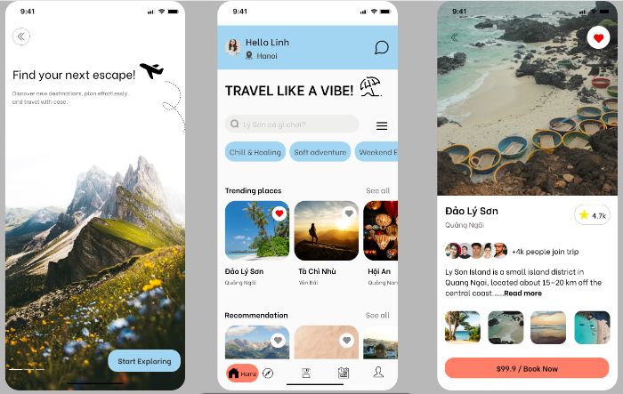 3 màn hình app