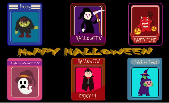 6 card chủ đề là Halloween