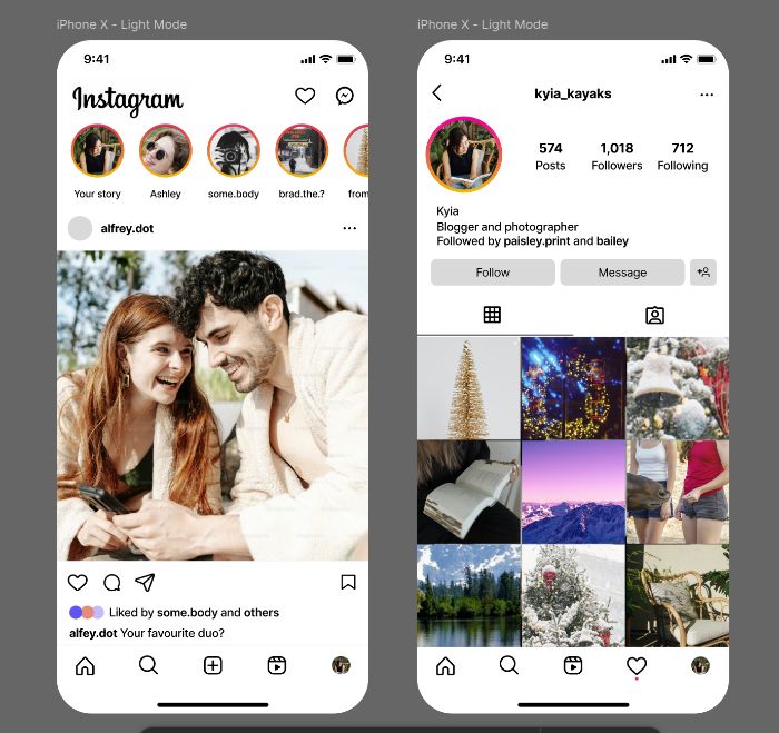 Giao diện Instagram