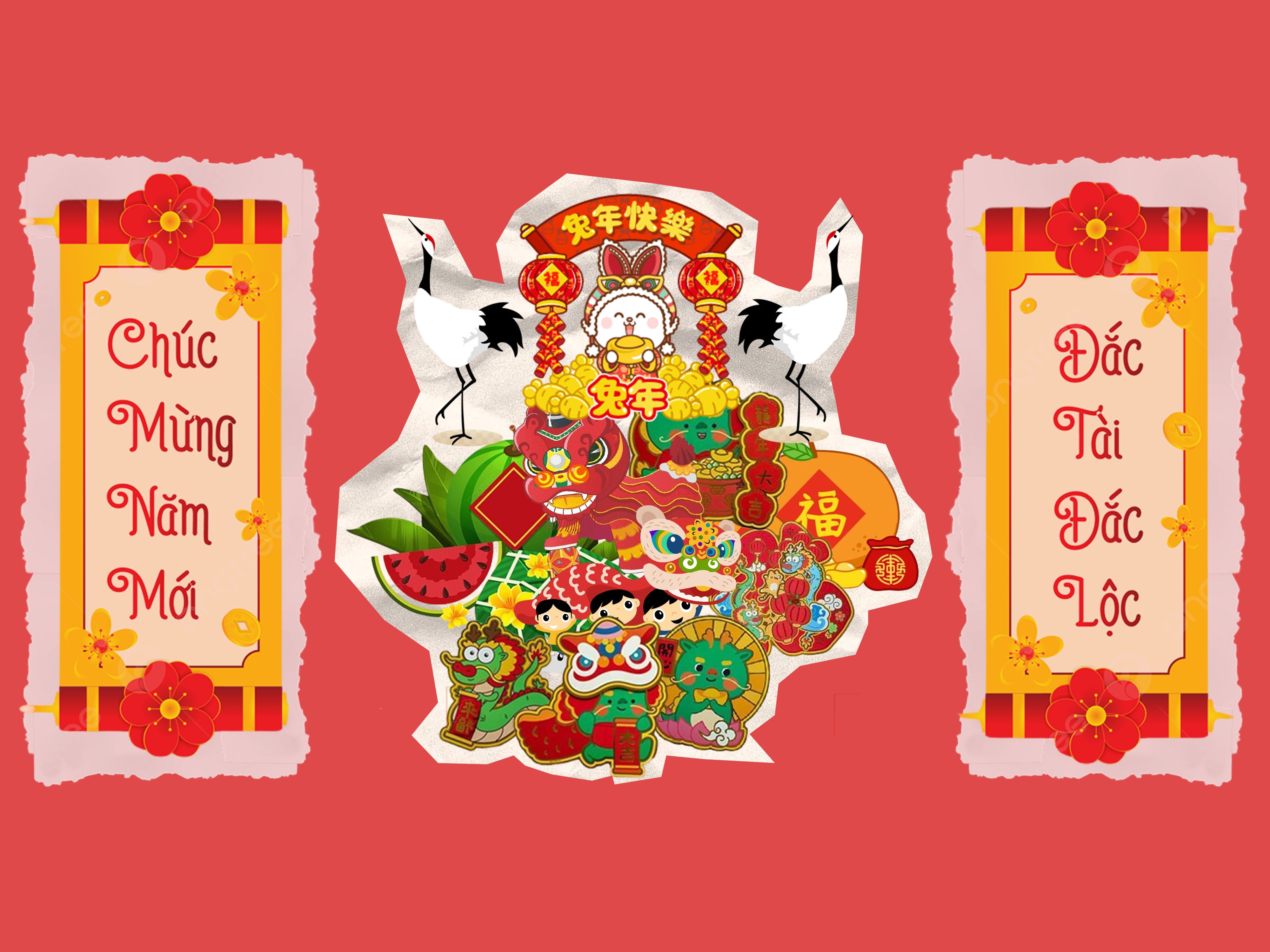 wallpaper Tet năm rồng hiệu ứng rip paper