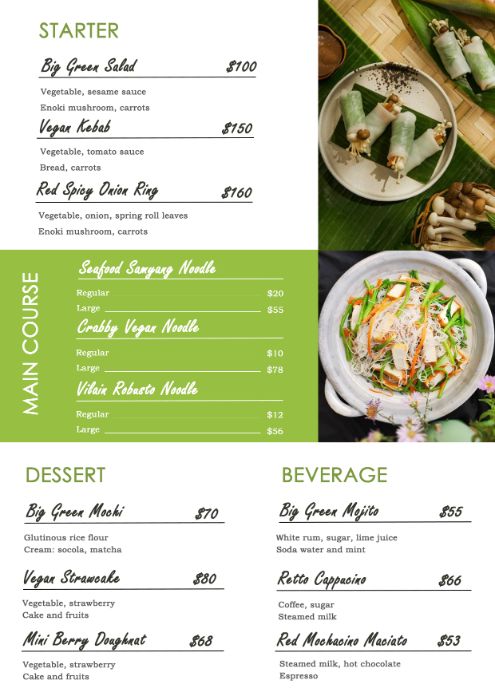 Menu buổi 2
