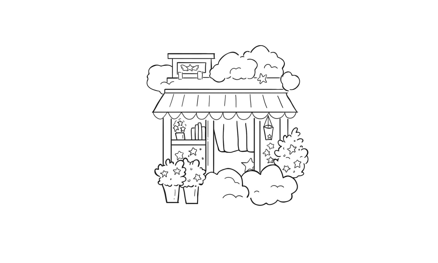 line art mặt tiền ngôi nhà