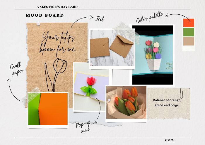 Moodboard for Valentine's Day card