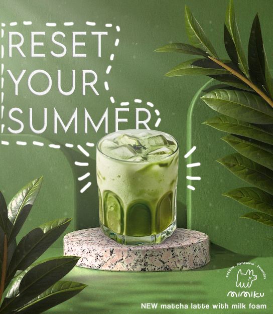 Poster quảng cáo sản phẩm matcha latte mới cho tiệm cà phê