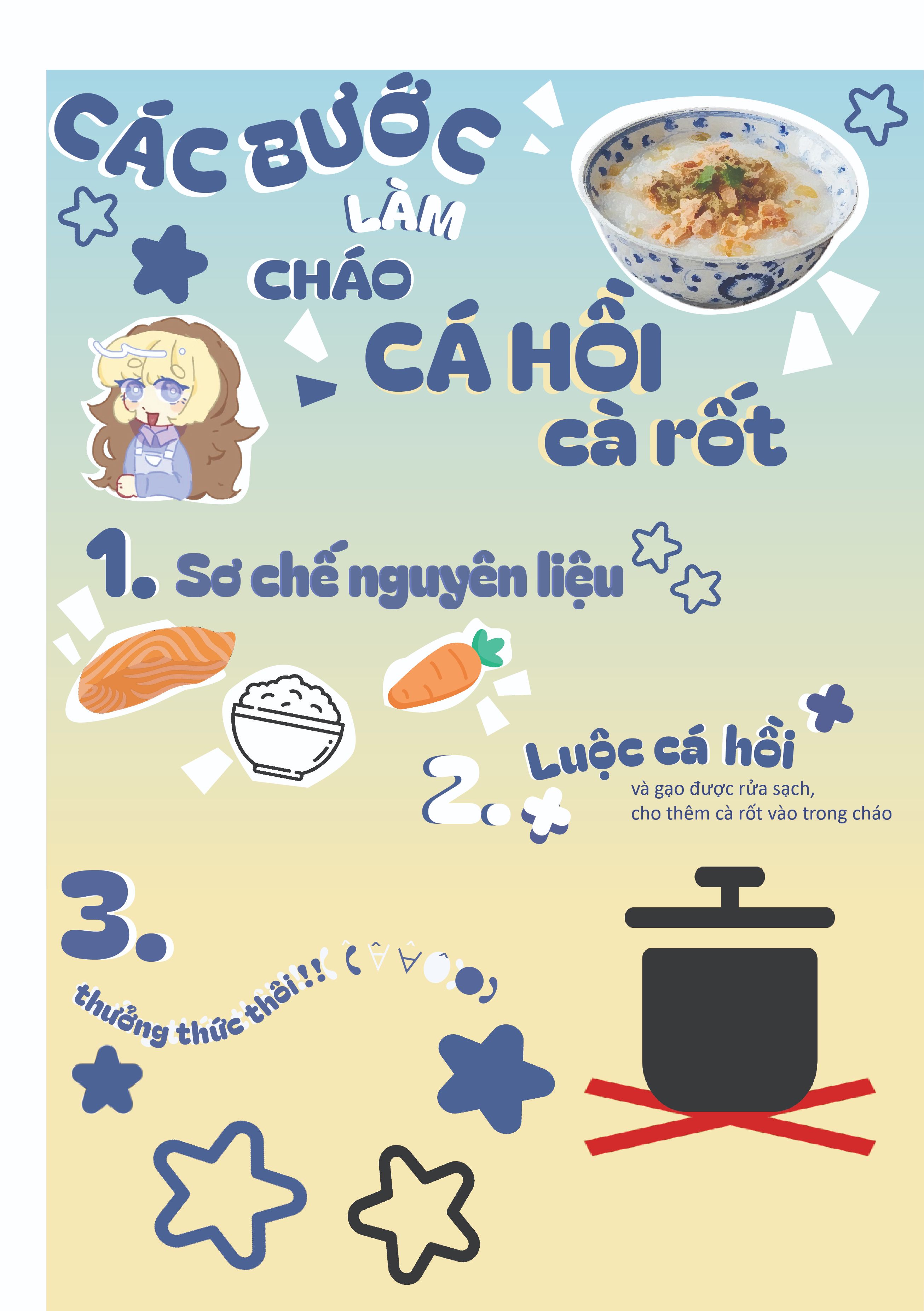 infrographic cách làm cháo cá hồi