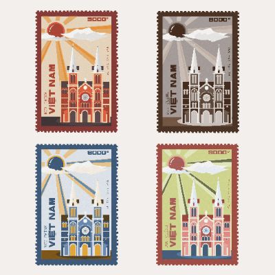 Stamp nhà thờ đức bà Sài Gòn