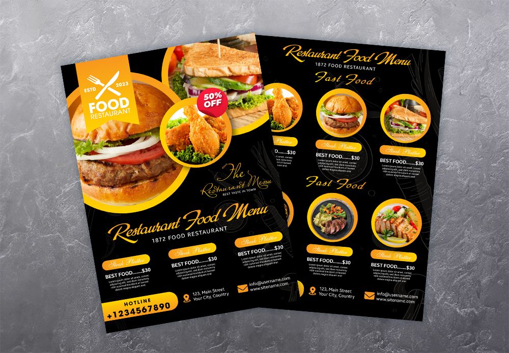 Tờ Rơi Menu Nhà Hàng Thức Ăn Nhanh