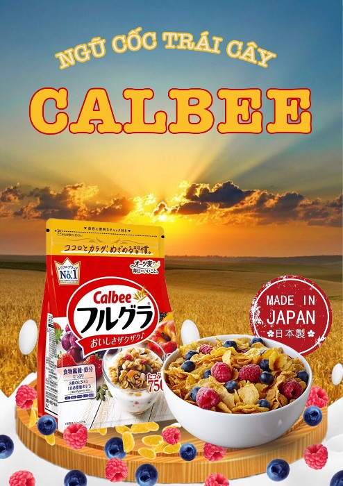POSTER "NGŨ CỐC TRÁI CÂY CALBEE"