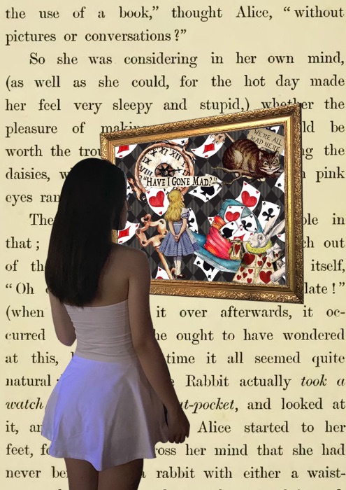 "Alicee looking through the glass"