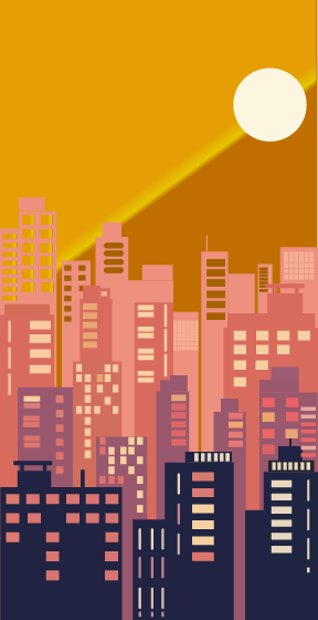 Sunset in the city
