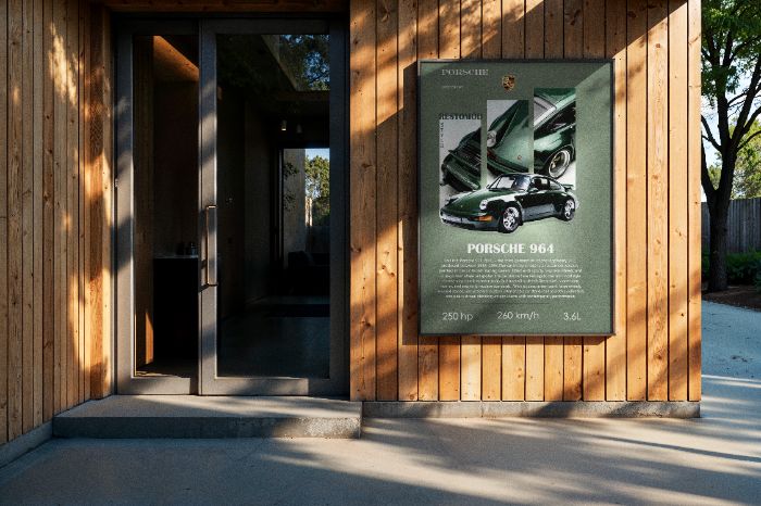 Porsche car advertising mockup