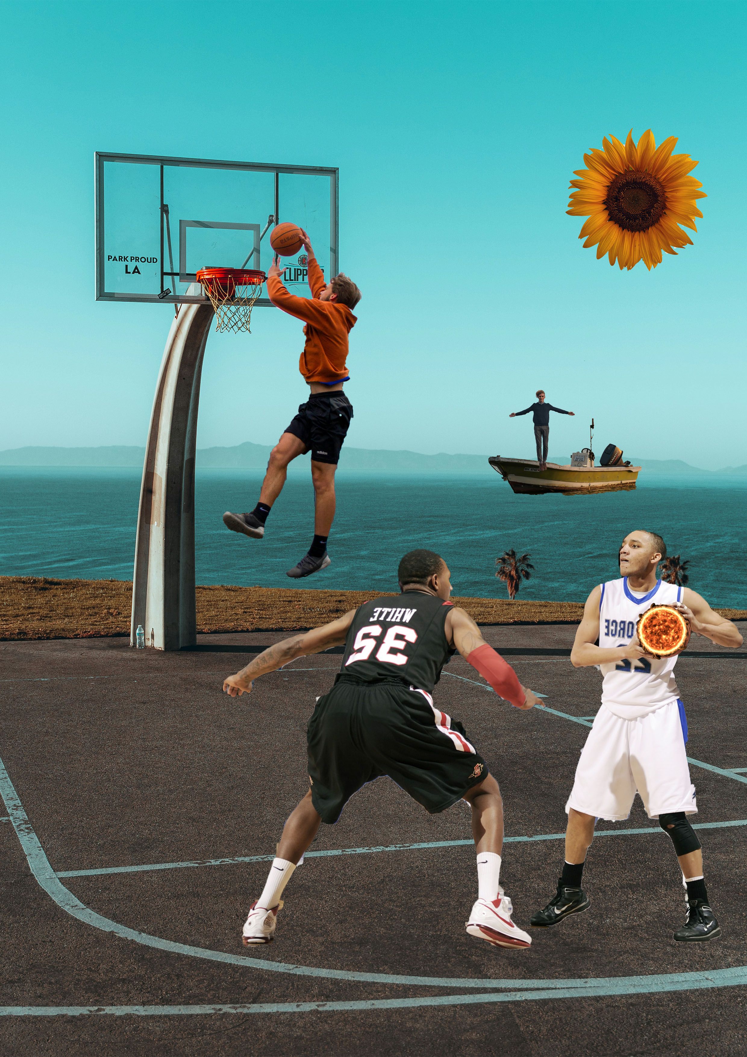 basketball court on the beach