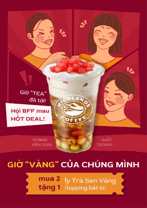 Poster chương trình Ưu đãi Trà Sen Vàng của Highlands