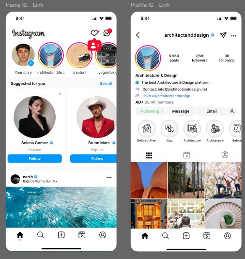 Hai màn hình của Instagram - Nguyễn Thị Linh