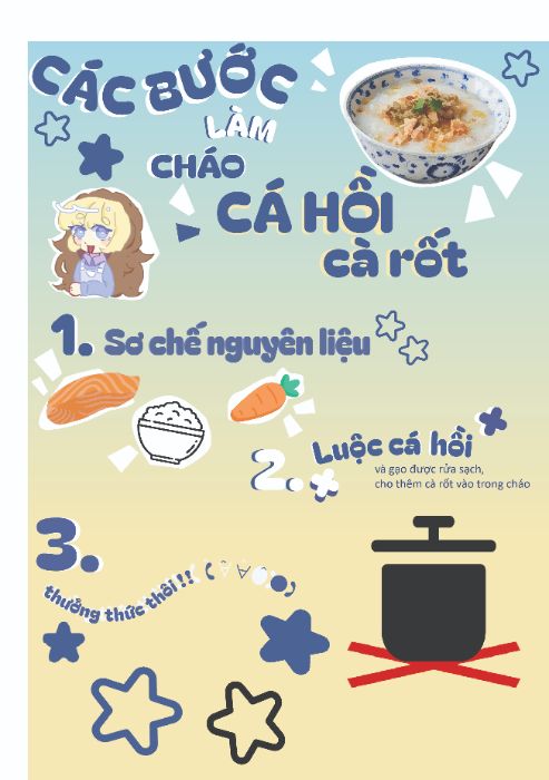 infrographic cách làm cháo cá hồi