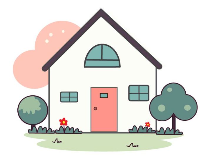 Ngôi nhà trong mơ theo style Flat illustration
