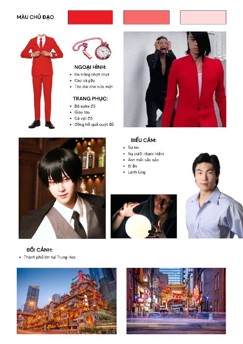 Mood board cho nhân vật của Tùng