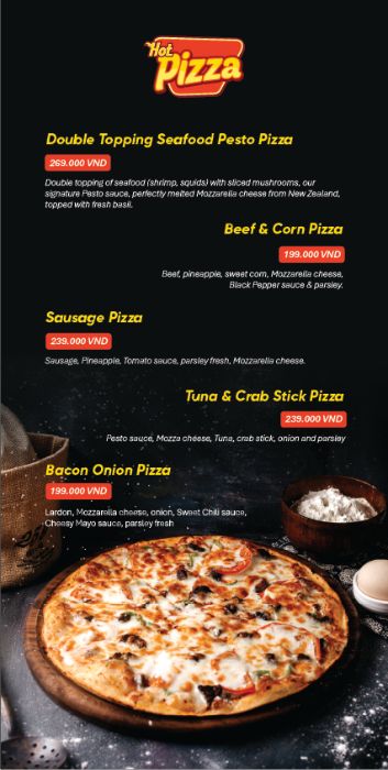 Pizza menu