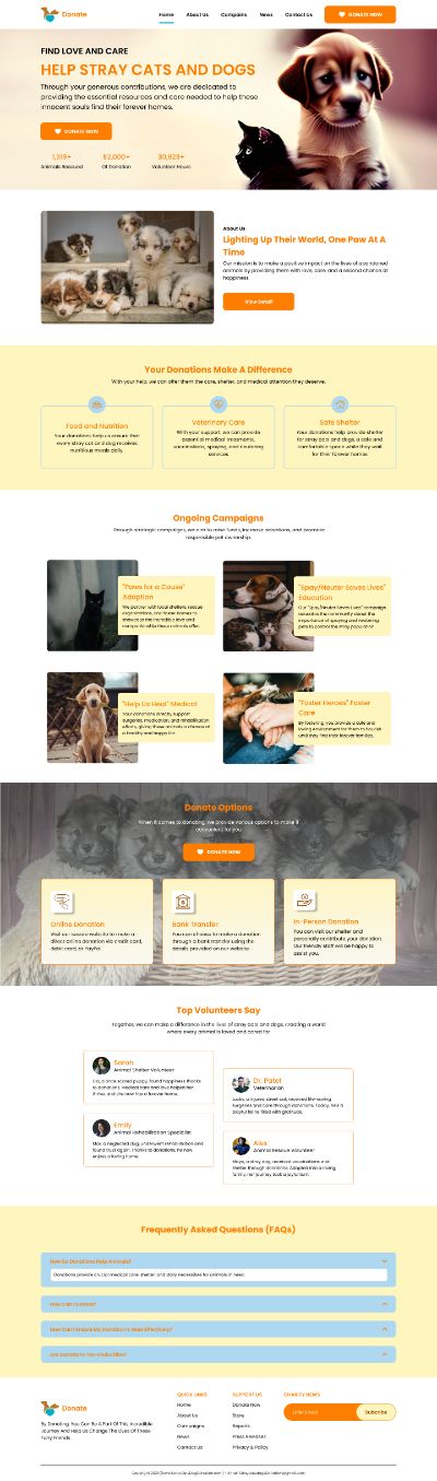 BTGK_Landing Page của tổ chức từ thiện chó mèo
