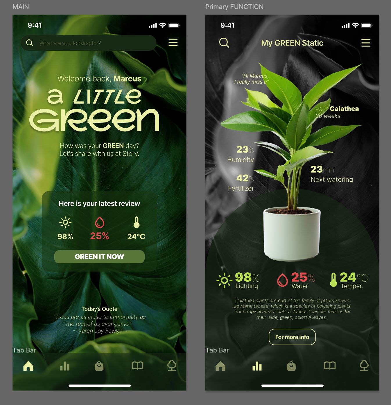 BTVN2 | "A LITTLE GREEN" MOBILE APP DESIGN