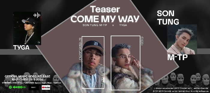 banner quảng bá sản phẩm âm nhạc COME MY WAY và poster diễn viên SONGKANG