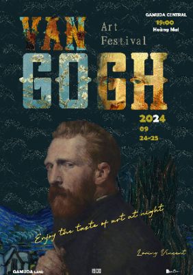 poster quảng cáo cho lễ hội tranh của Van Gogh vào buổi tối