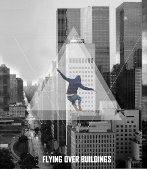 flying over buildings