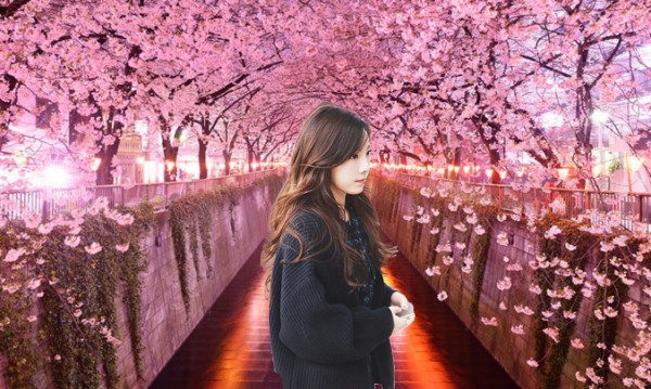 girl over flowers