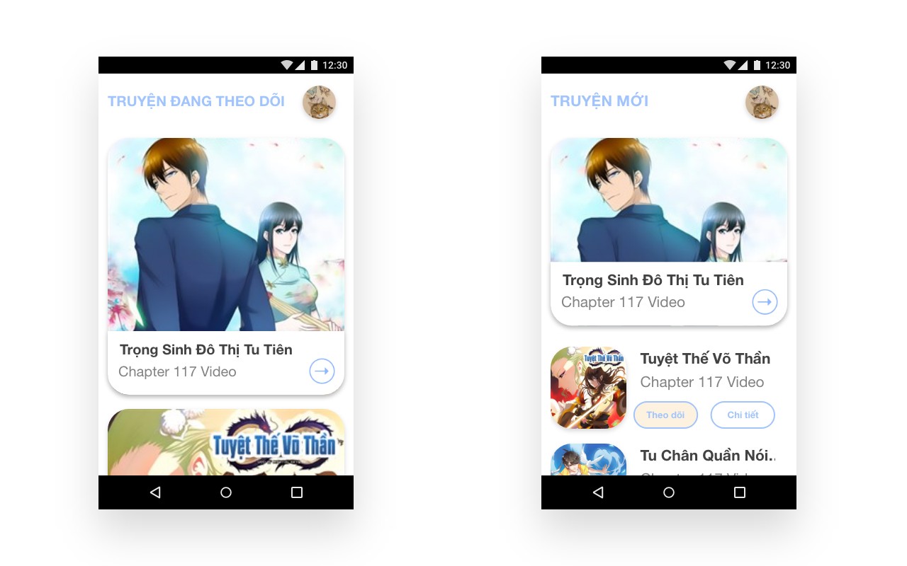Design 2 màn hình theo mẫu Layout