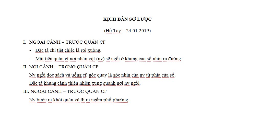 KỊCH BẢN SƠ LƯỢC